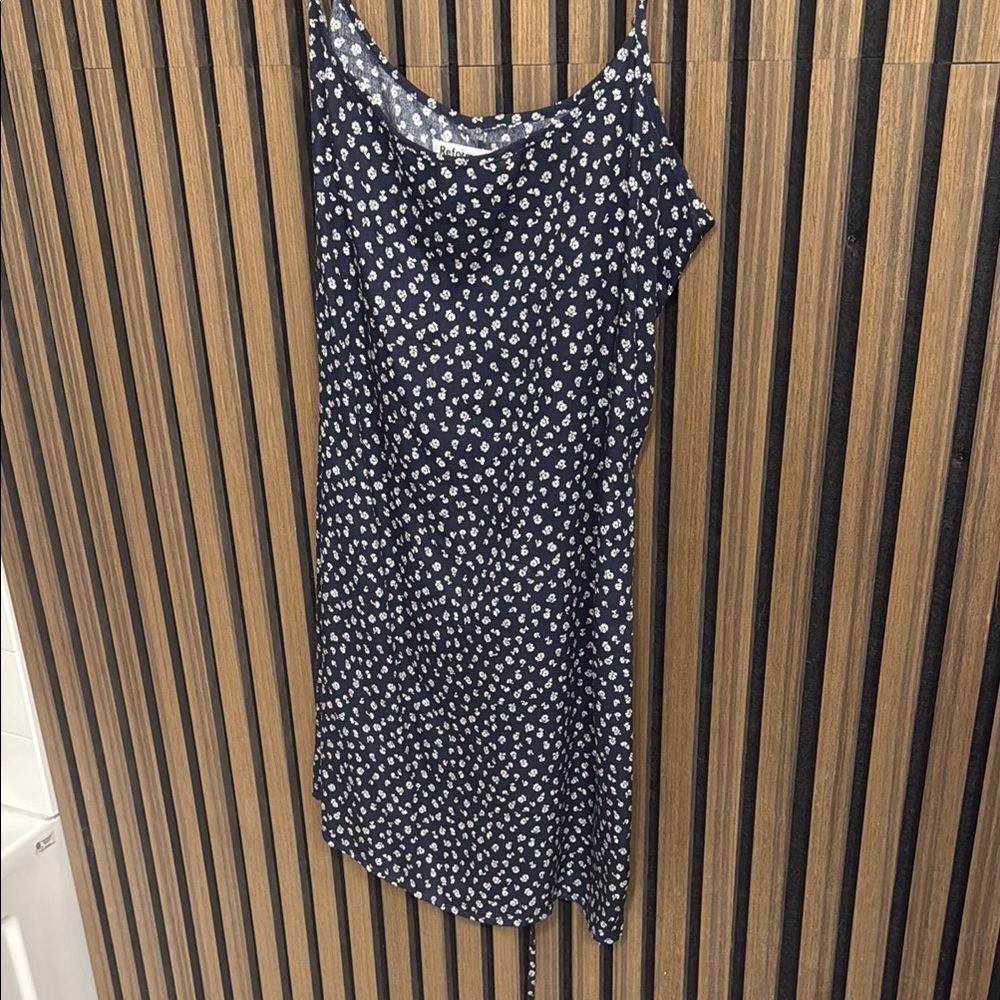 Reformation mini Dress in Navy and White